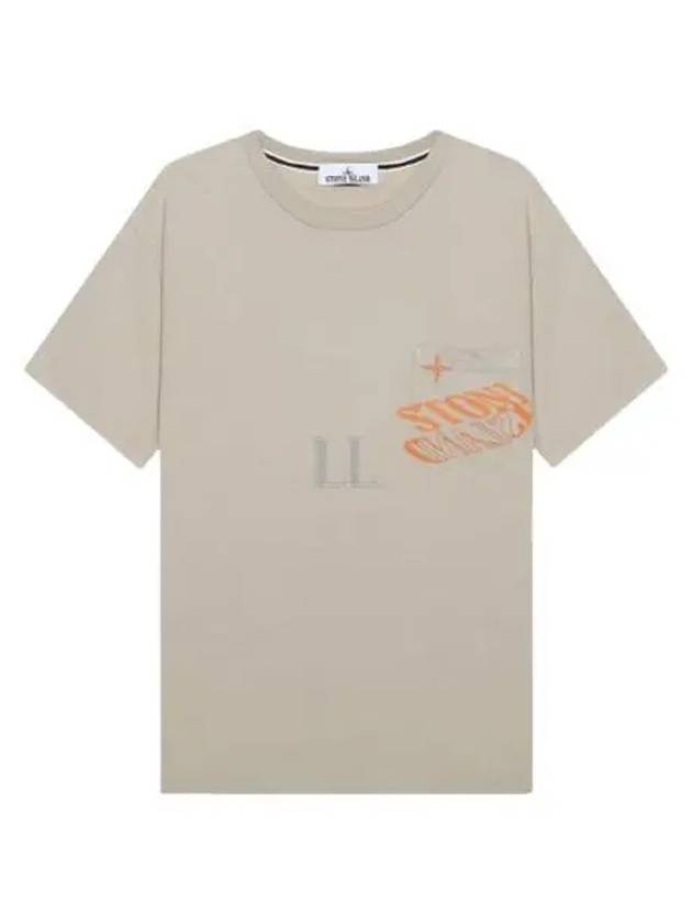 Lettering Logo Print Pocket Short Sleeve T-shirt Dove Grey - STONE ISLAND - BALAAN 2