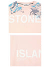 Logo Marvel Print Round Short Sleeve T-Shirt Indie Pink - STONE ISLAND - BALAAN 6