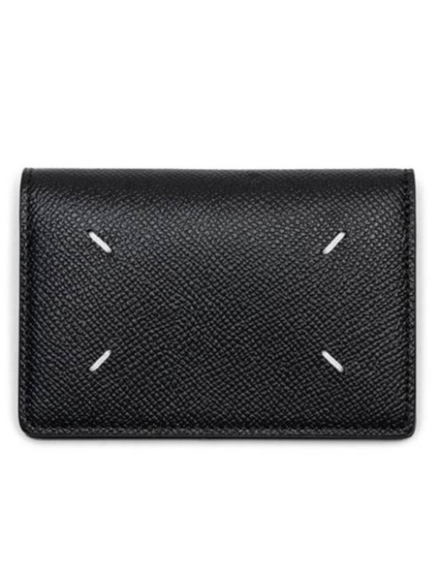 Stitched Bi-Fold Leather Card Wallet Black - MAISON MARGIELA - BALAAN 5