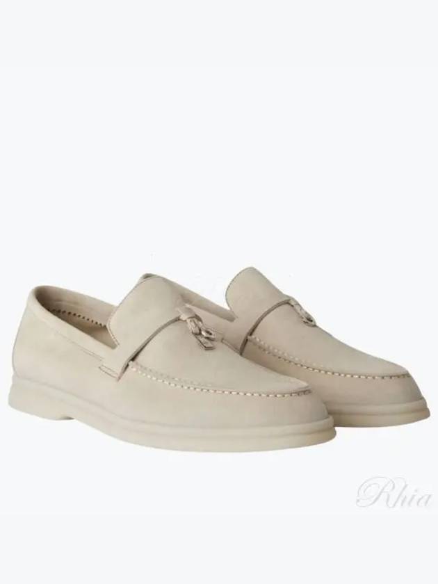 Summer Charms Walk Suede Loafers Pearl Grey - LORO PIANA - BALAAN 2