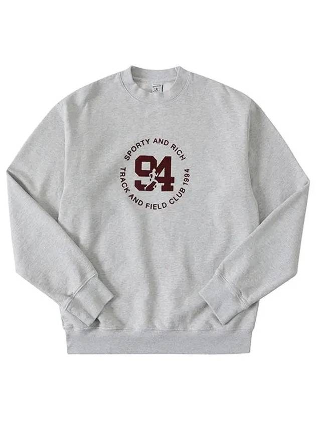 Track Field Flock Crew Neck Cotton Sweatshirt Light Oatmeal - SPORTY & RICH - BALAAN 2