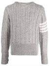 Donegal Twist Cable 4-Bar Classic Crewneck Knit Top Light Grey - THOM BROWNE - BALAAN 2