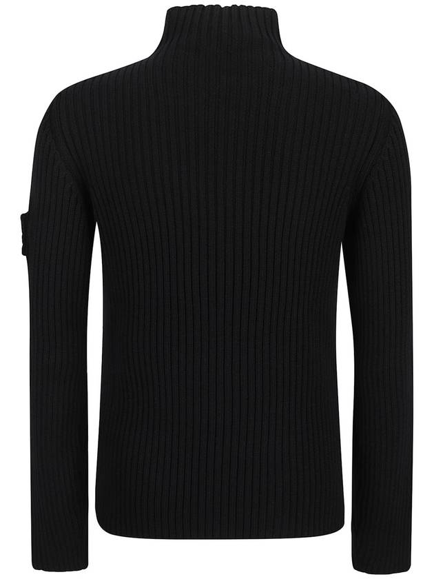 Knit logo patch wool mock turtleneck black - PRADA - BALAAN 3