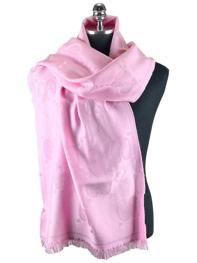 GG logo light pink wool scarf 581537 - GUCCI - BALAAN 3