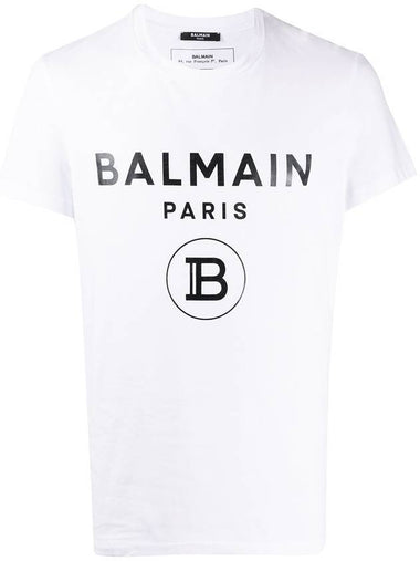 Men's Black Lettering Logo Short Sleeve T-Shirt White - BALMAIN - BALAAN 1