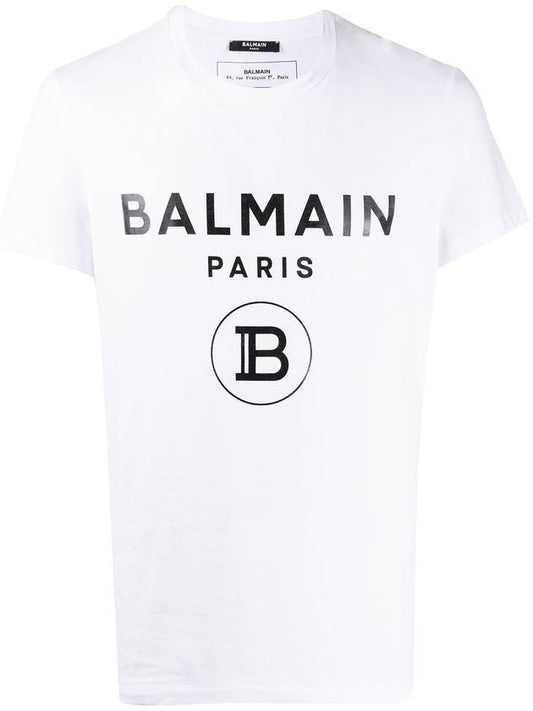 logo printed short sleeve t-shirt white - BALMAIN - BALAAN.