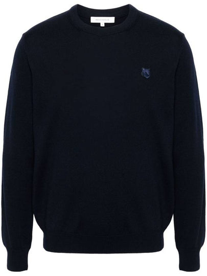 Bold Fox Head Wool Knit Top Ink Blue - MAISON KITSUNE - BALAAN 2