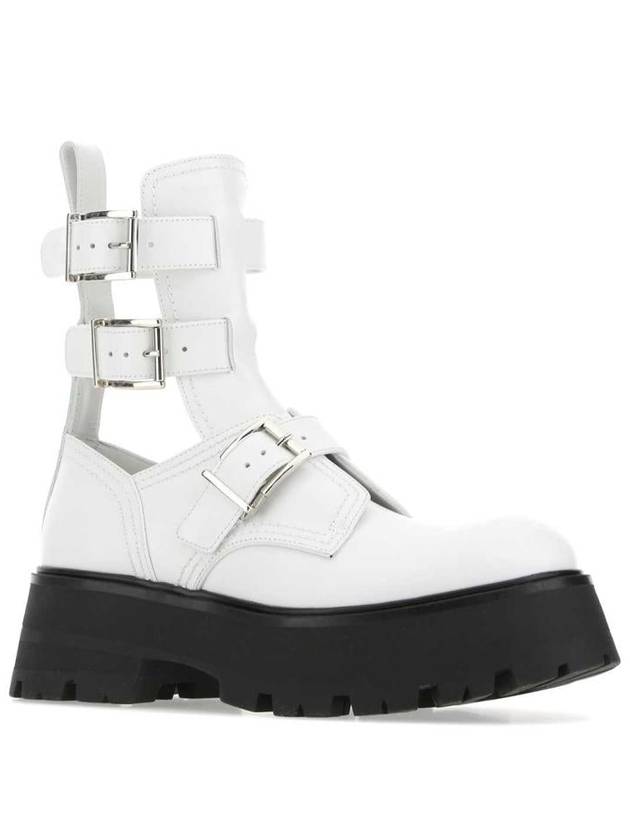 Women's Rave Buckle Walker Boots White - ALEXANDER MCQUEEN - BALAAN 3