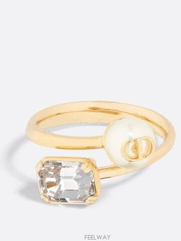 Petit CD Ring Gold Finish Metal White Resin Pearl - DIOR - BALAAN 4