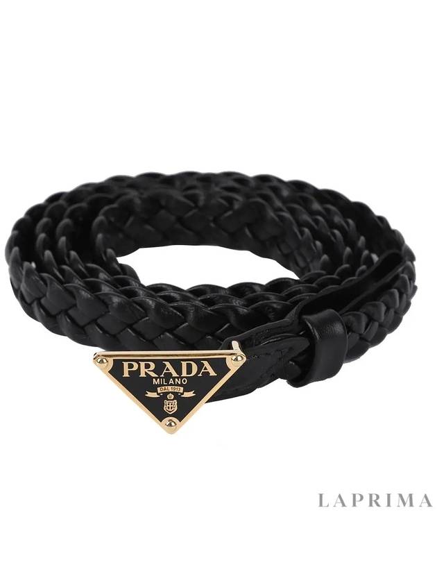 Triangle Logo Napa Leather Belt Black - PRADA - BALAAN 9