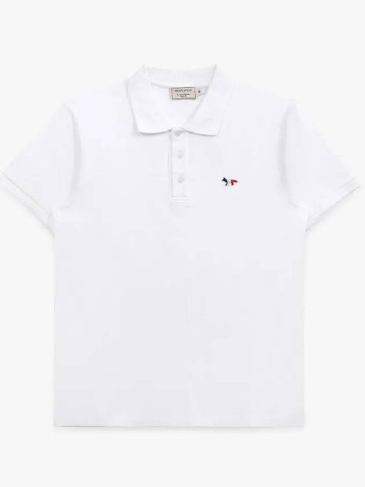 Tricolor Fox Patch Short Sleeve Polo Shirt White - MAISON KITSUNE - BALAAN 2