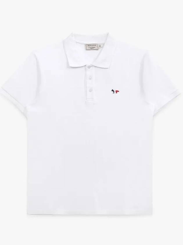 Tricolor Fox Patch Short Sleeve Polo Shirt White - MAISON KITSUNE - BALAAN 3