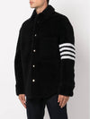 Men's 4 Bar Shearling Oversized Jacket Navy - THOM BROWNE - BALAAN 5