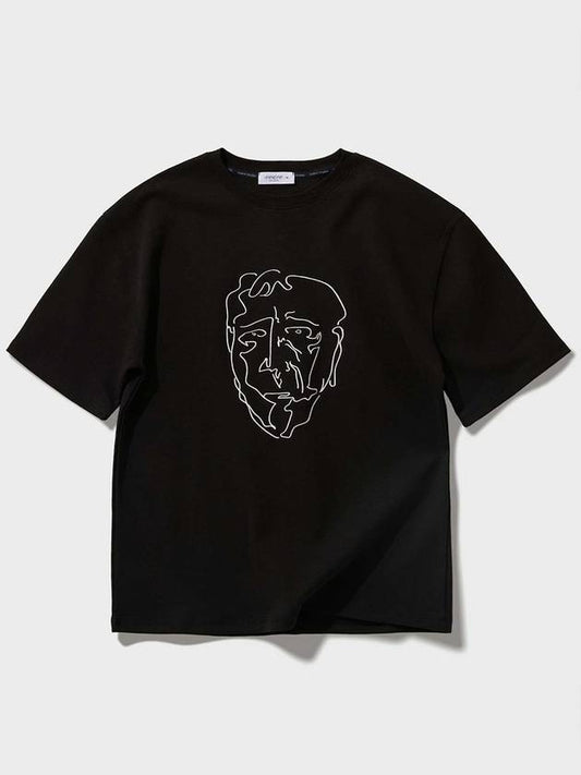 Face drawing embroidery short sleeve t shirt black - FFEFF STUDIO - BALAAN 1