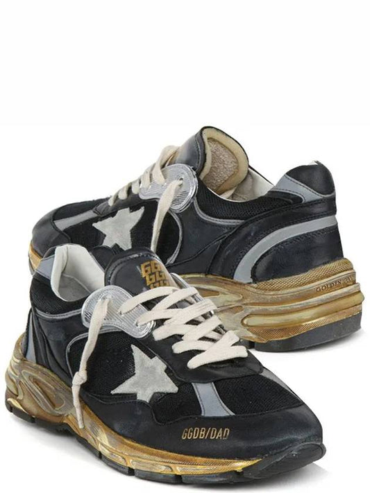 Dad-Star Mesh Nappa Leather Low Top Sneakers Black Ice Grey - GOLDEN GOOSE - BALAAN 2