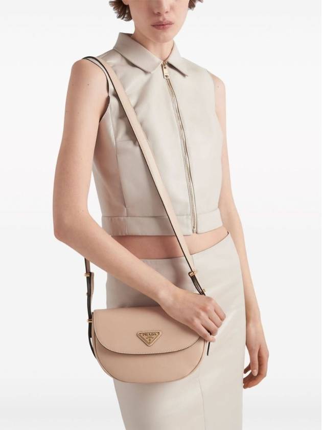 Arque Leather Shoulder Bag Travertine - PRADA - BALAAN 4