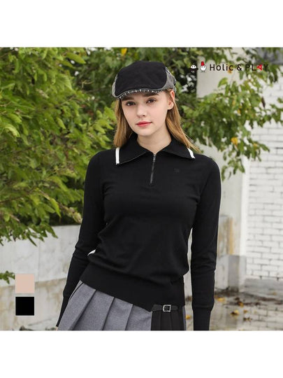 Women s performance unbalanced hem wide collar zip up sweater HD3WSW001 - HOLIC&PLAY - BALAAN 2