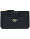 Saffiano Smooth Leather Card Wallet Black - PRADA - BALAAN 1