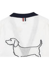 Cotton Hector Pointelle 4-Bar V-Neck Cardigan White - THOM BROWNE - BALAAN 10