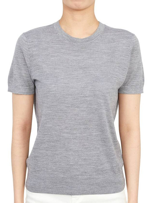 Women's Regal Wool Slim Crew Neck Short Sleeve T-Shirt Cool Heather Grey - THEORY - BALAAN 2