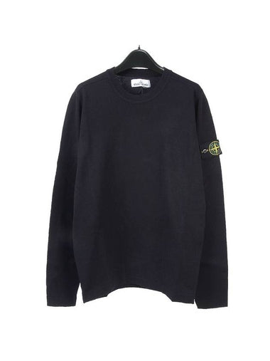 Wappen Patch Round Cotton Knit Top Navy - STONE ISLAND - BALAAN 1