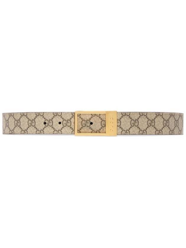 GG Rectangular Buckle Leather Belt Beige - GUCCI - BALAAN 1