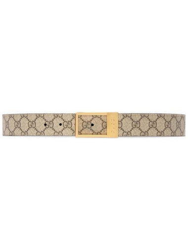 GG Rectangular Buckle Leather Belt Beige - GUCCI - BALAAN 1