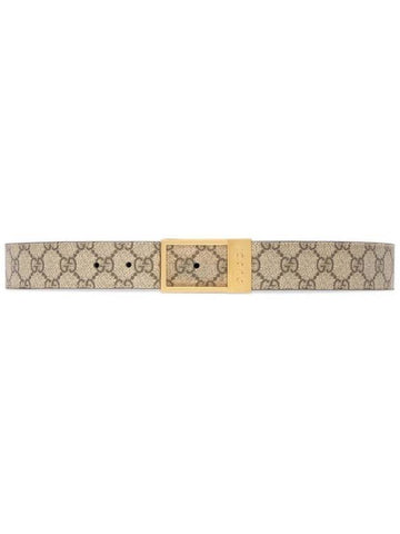 GG Rectangular Buckle Leather Belt Beige - GUCCI - BALAAN 1