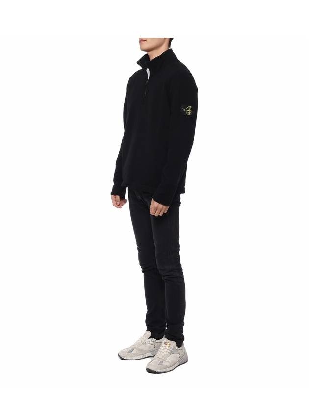 Wappen Patch Lambswool Half-Zip Knit Top Black - STONE ISLAND - BALAAN 5