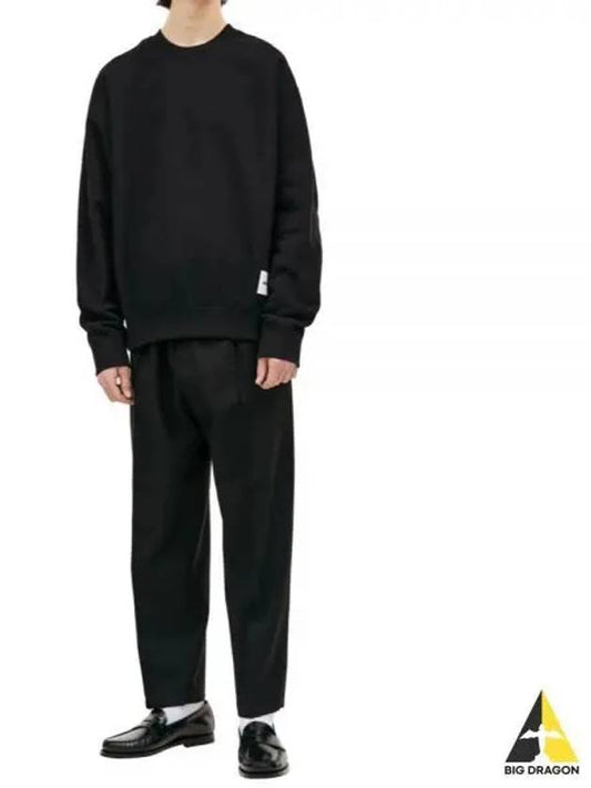 Logo Patch Crew Neck Cotton Sweatshirt Black - JIL SANDER - BALAAN 2