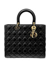 Lady Cannage Lambskin Large Tote Bag Black - DIOR - BALAAN 1