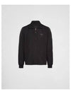 Logo Plaque Silk Blend Zip-Up Jacket Black - PRADA - BALAAN 2