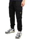 Garment Dyed Cotton Wool Satin Cargo Track Pants Black - STONE ISLAND - BALAAN 2