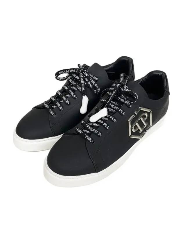 Logo Leather Low Top Sneakers Black - PHILIPP PLEIN - BALAAN 3