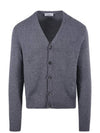 Heart Logo V Neck Cashmere Cardigan Heather Grey - AMI - BALAAN 2