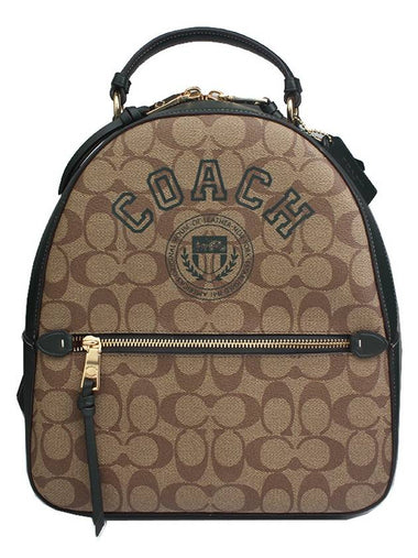 brown logo pattern backpack - COACH - BALAAN 1