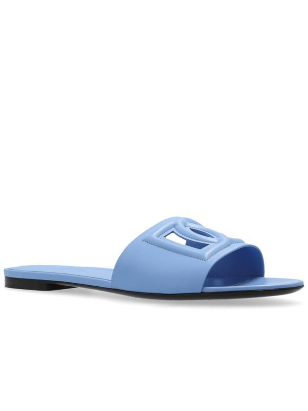 Dolce & Gabbana Leather Slides, Women's, Blue - DOLCE&GABBANA - BALAAN 4