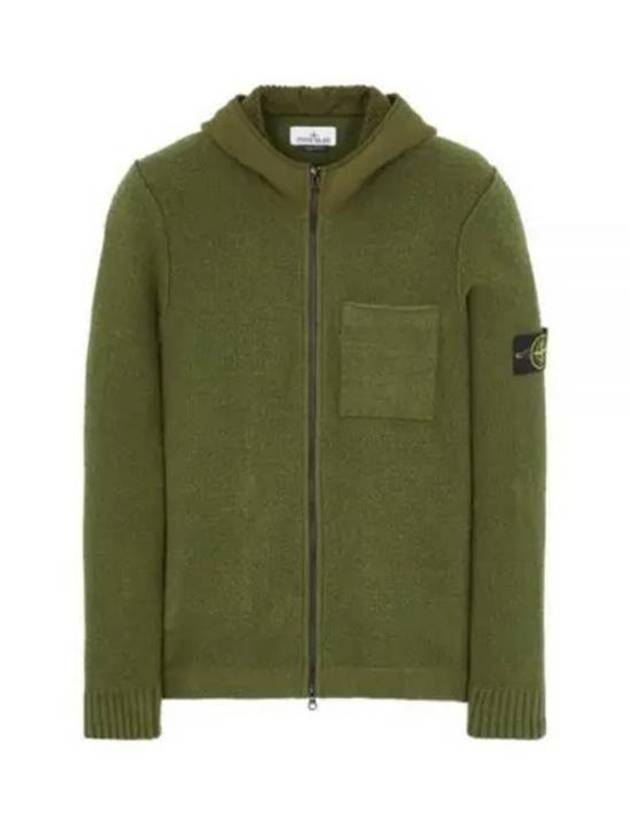 Waffen Patch Fleece Zip Up Hoodie Green - STONE ISLAND - BALAAN 2