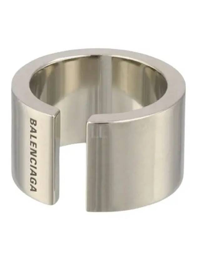 Women's Garage Engraved Logo Ring Silver - BALENCIAGA - BALAAN 2