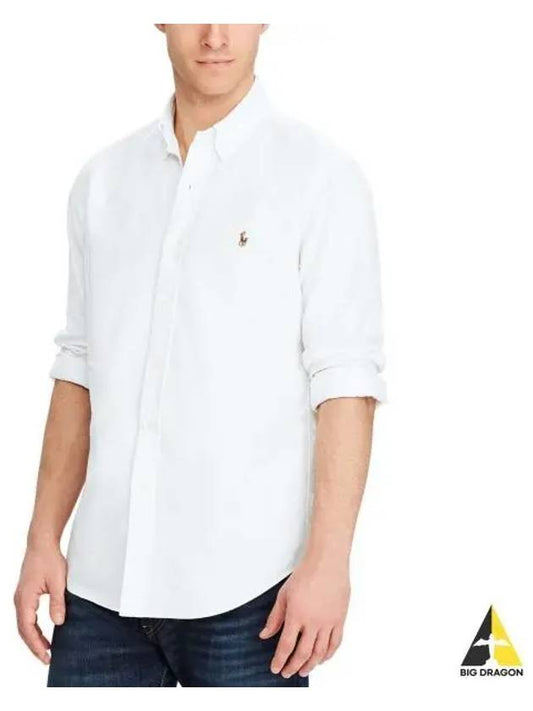 Men's Embroidered Pony Logo Oxford Long Sleeve Shirt White - POLO RALPH LAUREN - BALAAN 2