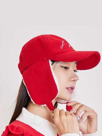 Golf Wear Corduroy Earrings Ball Cap Red - J JANE - BALAAN 1