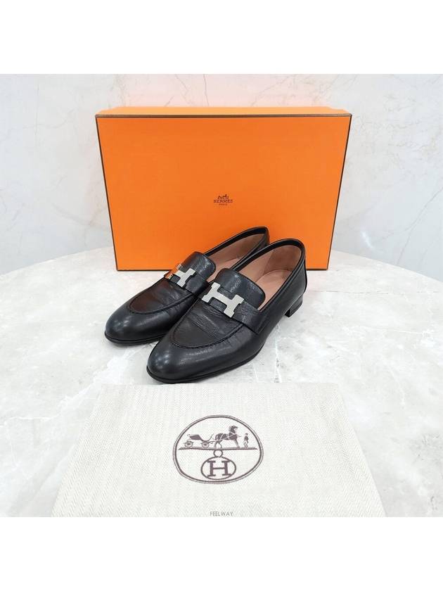 Lux You 35 5 Paris loafer black silver decoration - HERMES - BALAAN 6