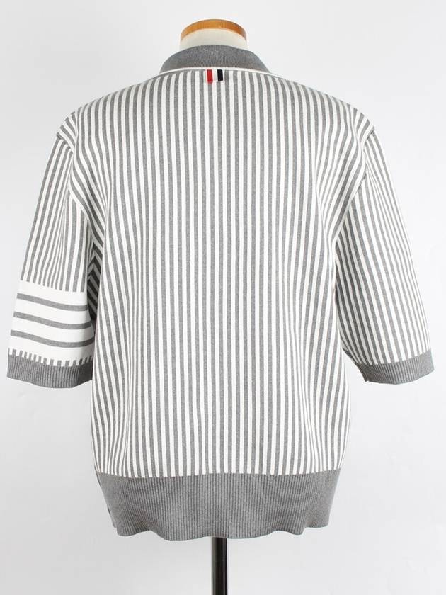 4 bar striped seersucker jacquard short sleeve collar tie 5 110 - THOM BROWNE - BALAAN 4