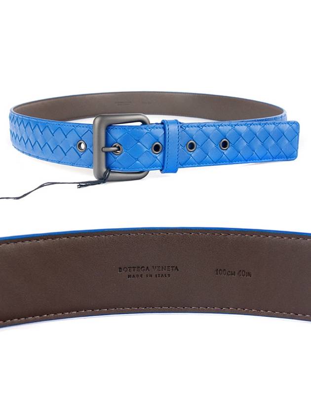 Intrecciato Leather Belt Blue - BOTTEGA VENETA - BALAAN 6