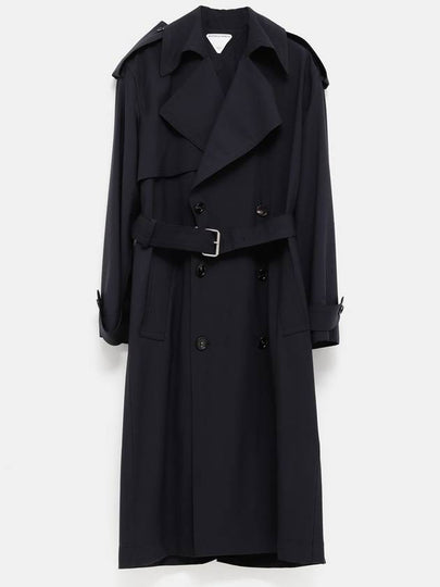 Fine wool trench coat midnight blue - BOTTEGA VENETA - BALAAN 2