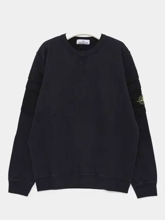 Garment Dyed Double Pocket Brushed Cotton Fleece Sweatshirt Navy - STONE ISLAND - BALAAN 2