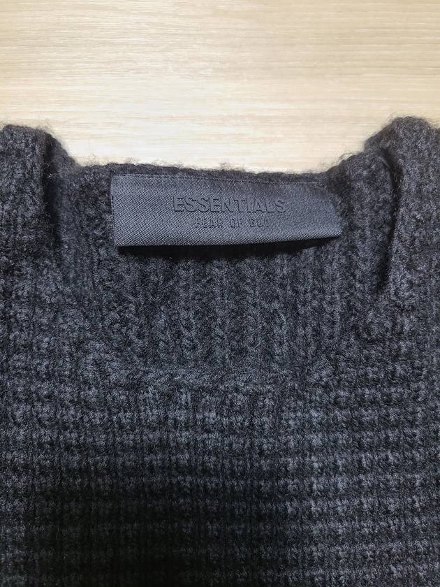 Heavy Waffle Crew Neck Sweater Black - FEAR OF GOD ESSENTIALS - BALAAN 6