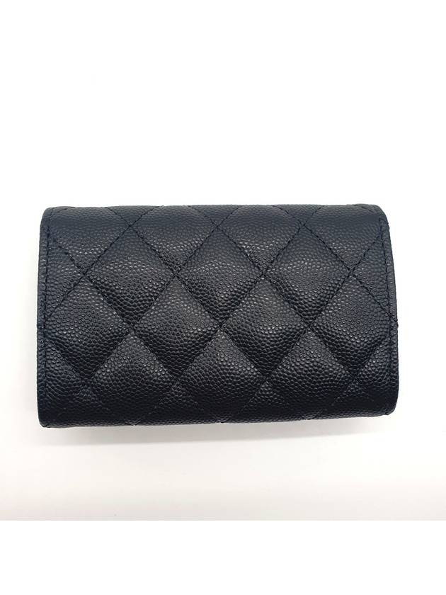 Shiny Grained Calfskin Strass Flap Card Wallet Black - CHANEL - BALAAN 3