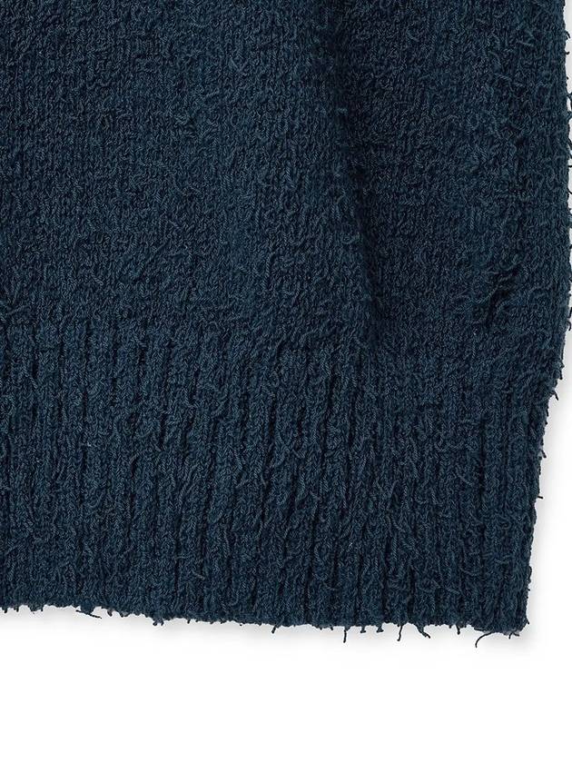 Boucle V Neck Half Knit Top Marine Blue - NOIRER - BALAAN 6