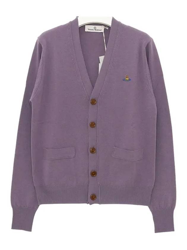 Embroided Logo Button Wool Cardigan Purple - VIVIENNE WESTWOOD - BALAAN 3